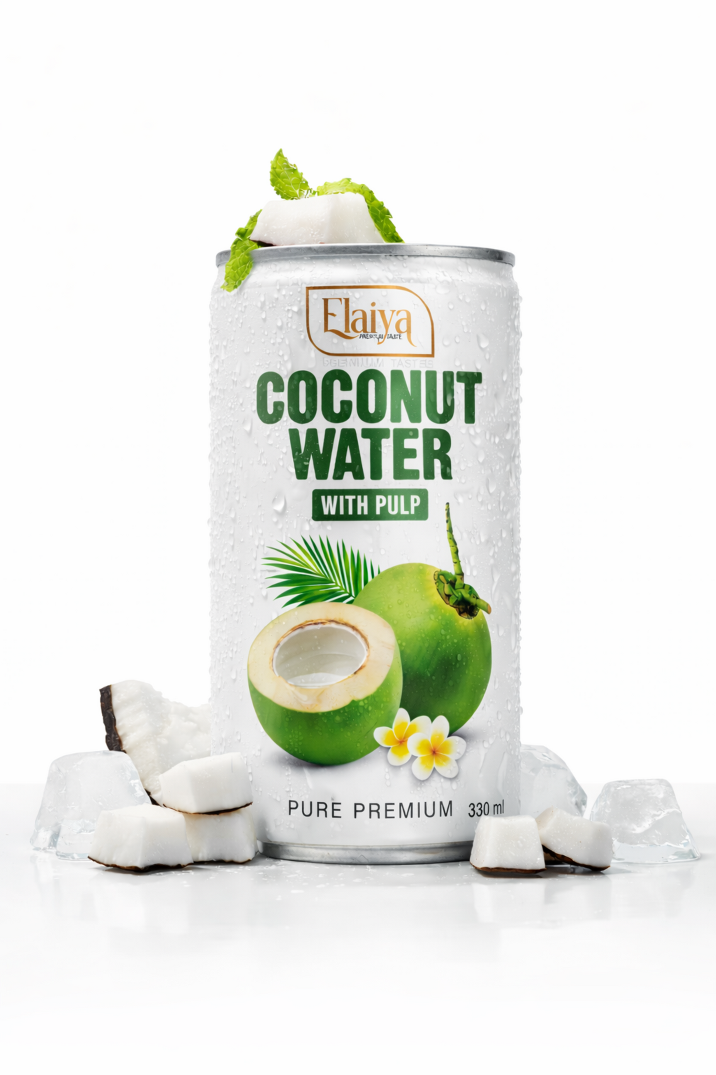 Elaiya Coconut Water with real fruit pulp - tropical refreshment you can feel, 24 x 330ml cans